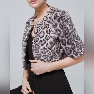 NWT WHBM Gorgeous Faux Fur Snow Leopard Print Bolero, S
